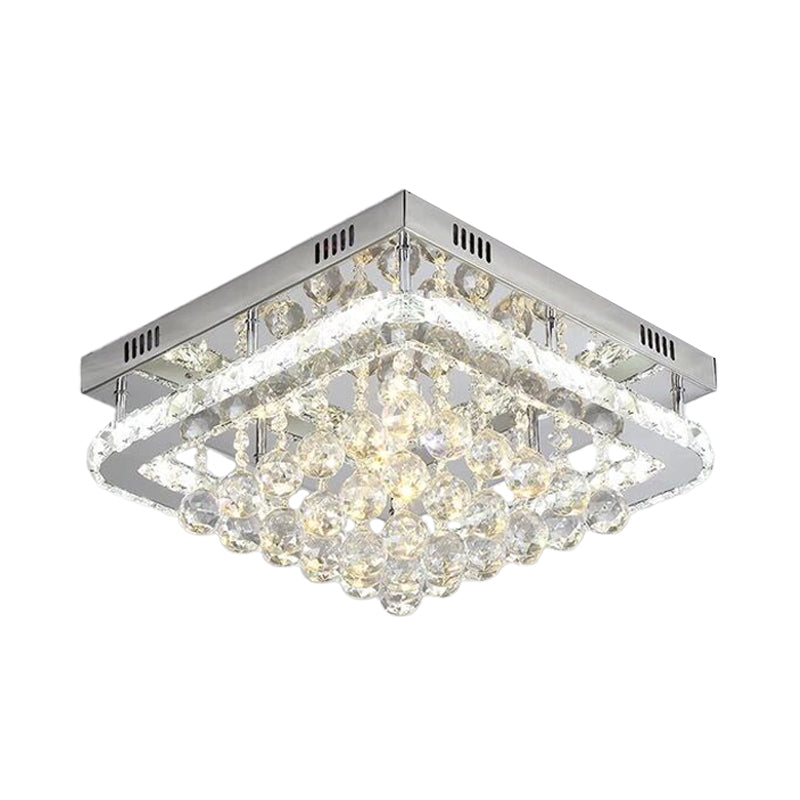 Simplicity Tetragon Flush Mount Lighting Clear Crystal Living Room LED Ceiling Lamp Clearhalo 'Ceiling Lights' 'Close To Ceiling Lights' 'Close to ceiling' 'Flush mount' Lighting' 2024963