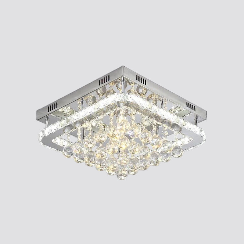 Simplicity Tetragon Flush Mount Lighting Clear Crystal Living Room LED Ceiling Lamp Clearhalo 'Ceiling Lights' 'Close To Ceiling Lights' 'Close to ceiling' 'Flush mount' Lighting' 2024964