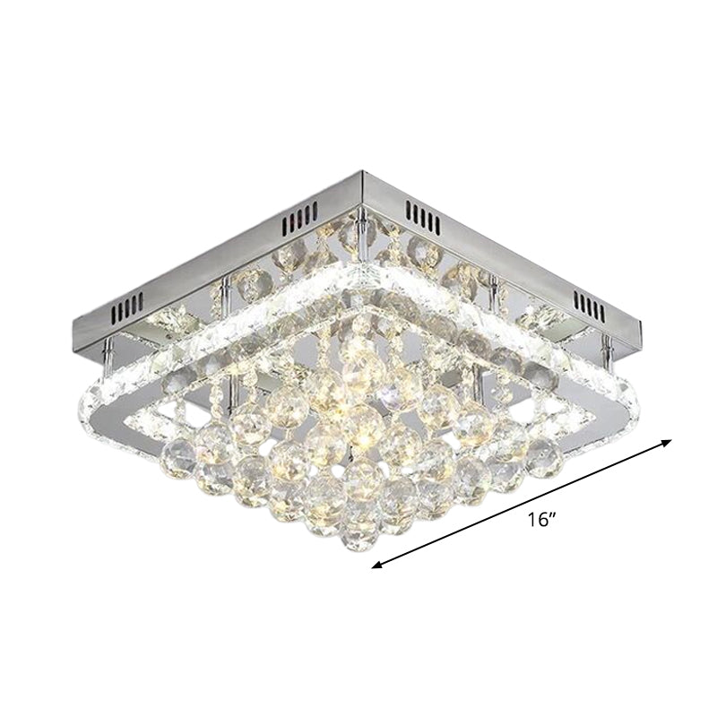 Simplicity Tetragon Flush Mount Lighting Clear Crystal Living Room LED Ceiling Lamp Clearhalo 'Ceiling Lights' 'Close To Ceiling Lights' 'Close to ceiling' 'Flush mount' Lighting' 2024965