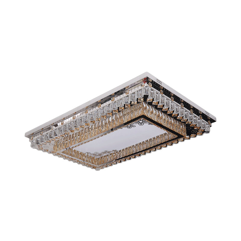 Rectangle Living Room Ceiling Fixture Clear Crystal LED Modern Flush Mount Light Clear A Clearhalo 'Ceiling Lights' 'Close To Ceiling Lights' 'Close to ceiling' 'Flush mount' Lighting' 2024972