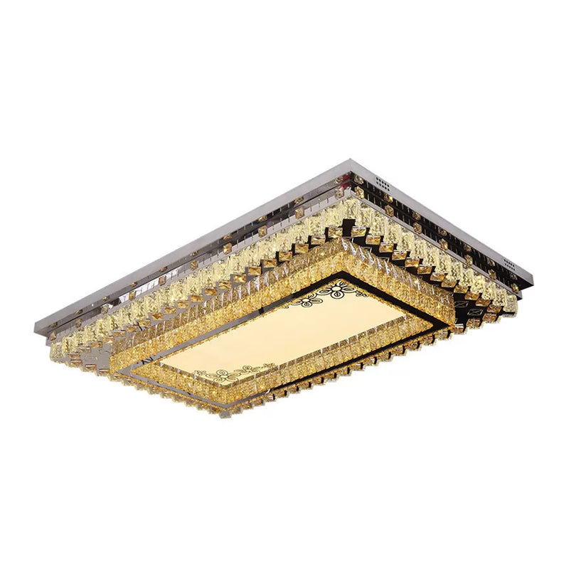 Rectangle Living Room Ceiling Fixture Clear Crystal LED Modern Flush Mount Light Clearhalo 'Ceiling Lights' 'Close To Ceiling Lights' 'Close to ceiling' 'Flush mount' Lighting' 2024974