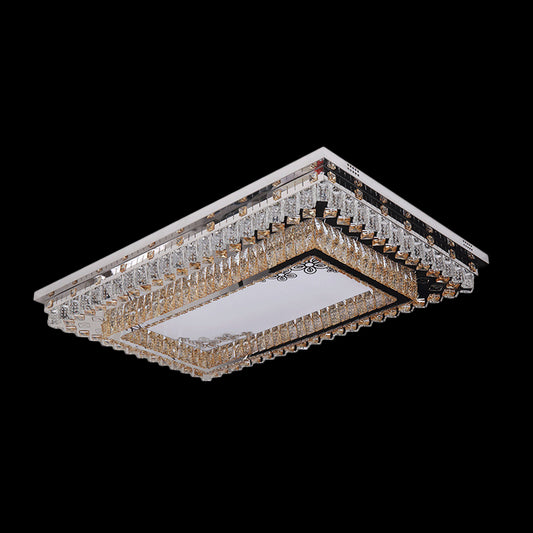 Rectangle Living Room Ceiling Fixture Clear Crystal LED Modern Flush Mount Light Clearhalo 'Ceiling Lights' 'Close To Ceiling Lights' 'Close to ceiling' 'Flush mount' Lighting' 2024975