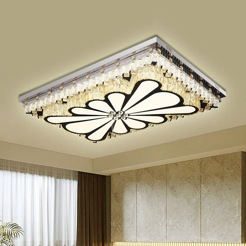 Rectangle Living Room Ceiling Fixture Clear Crystal LED Modern Flush Mount Light Clear D Clearhalo 'Ceiling Lights' 'Close To Ceiling Lights' 'Close to ceiling' 'Flush mount' Lighting' 2024977