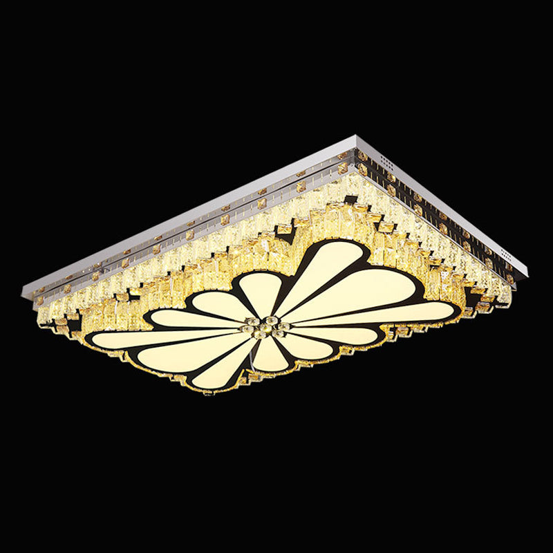 Rectangle Living Room Ceiling Fixture Clear Crystal LED Modern Flush Mount Light Clearhalo 'Ceiling Lights' 'Close To Ceiling Lights' 'Close to ceiling' 'Flush mount' Lighting' 2024980