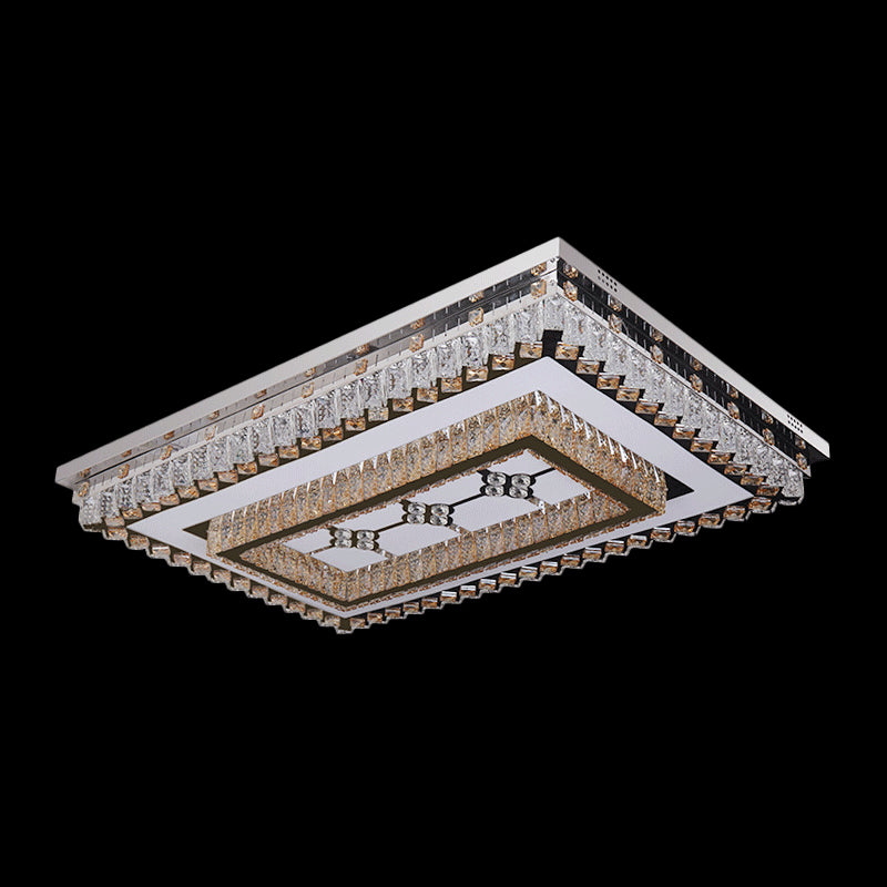 Rectangle Living Room Ceiling Fixture Clear Crystal LED Modern Flush Mount Light Clearhalo 'Ceiling Lights' 'Close To Ceiling Lights' 'Close to ceiling' 'Flush mount' Lighting' 2024984
