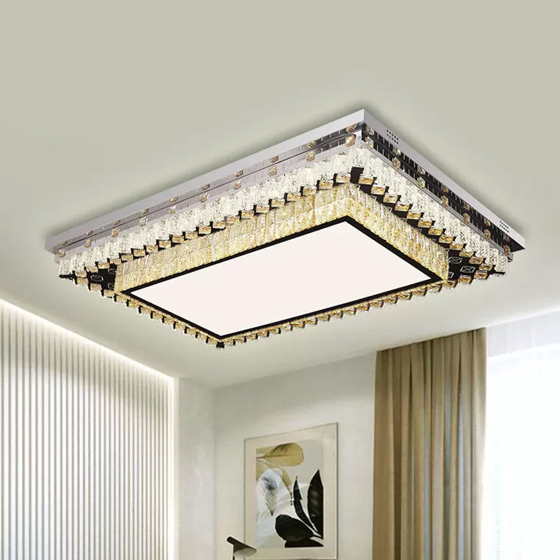 Rectangle Living Room Ceiling Fixture Clear Crystal LED Modern Flush Mount Light Clear C Clearhalo 'Ceiling Lights' 'Close To Ceiling Lights' 'Close to ceiling' 'Flush mount' Lighting' 2024986