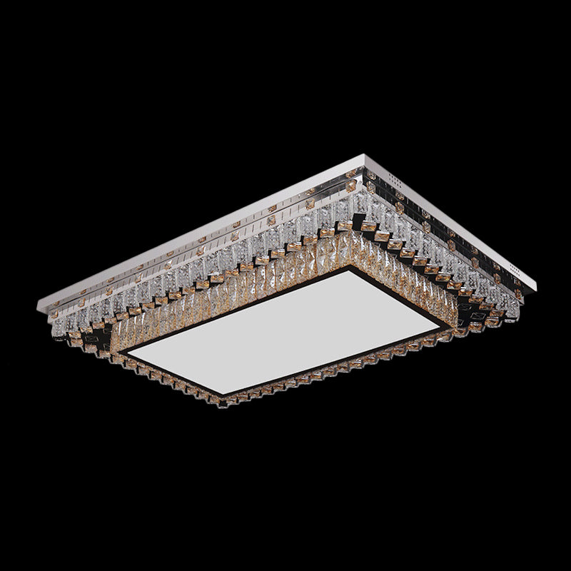 Rectangle Living Room Ceiling Fixture Clear Crystal LED Modern Flush Mount Light Clearhalo 'Ceiling Lights' 'Close To Ceiling Lights' 'Close to ceiling' 'Flush mount' Lighting' 2024988