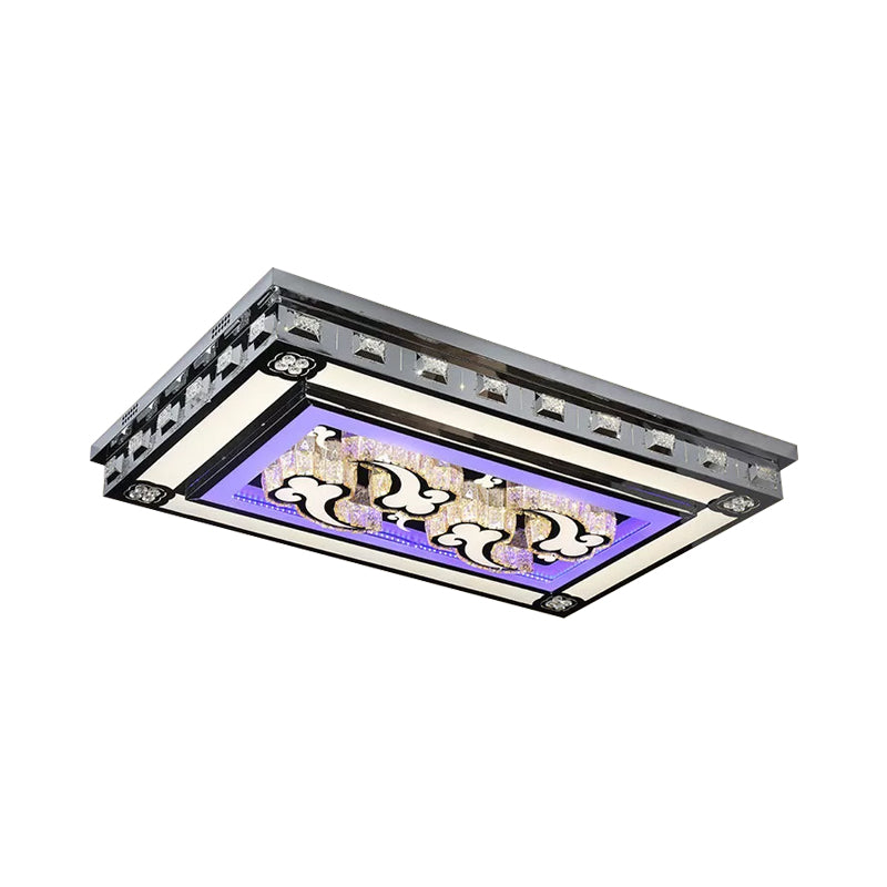 Rectangle Crystal Flush Ceiling Light Fixture Simple LED Purple Flush Mount Lighting for Living Room Purple D Clearhalo 'Ceiling Lights' 'Close To Ceiling Lights' 'Close to ceiling' 'Flush mount' Lighting' 2025007