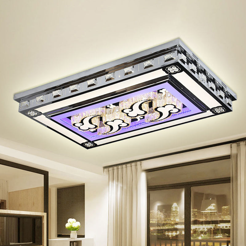 Rectangle Crystal Flush Ceiling Light Fixture Simple LED Purple Flush Mount Lighting for Living Room Clearhalo 'Ceiling Lights' 'Close To Ceiling Lights' 'Close to ceiling' 'Flush mount' Lighting' 2025008