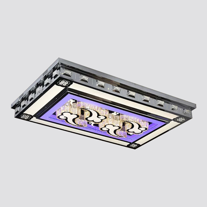 Rectangle Crystal Flush Ceiling Light Fixture Simple LED Purple Flush Mount Lighting for Living Room Clearhalo 'Ceiling Lights' 'Close To Ceiling Lights' 'Close to ceiling' 'Flush mount' Lighting' 2025009