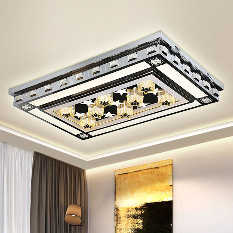Rectangle Crystal Flush Ceiling Light Fixture Simple LED Purple Flush Mount Lighting for Living Room Purple C Clearhalo 'Ceiling Lights' 'Close To Ceiling Lights' 'Close to ceiling' 'Flush mount' Lighting' 2025011