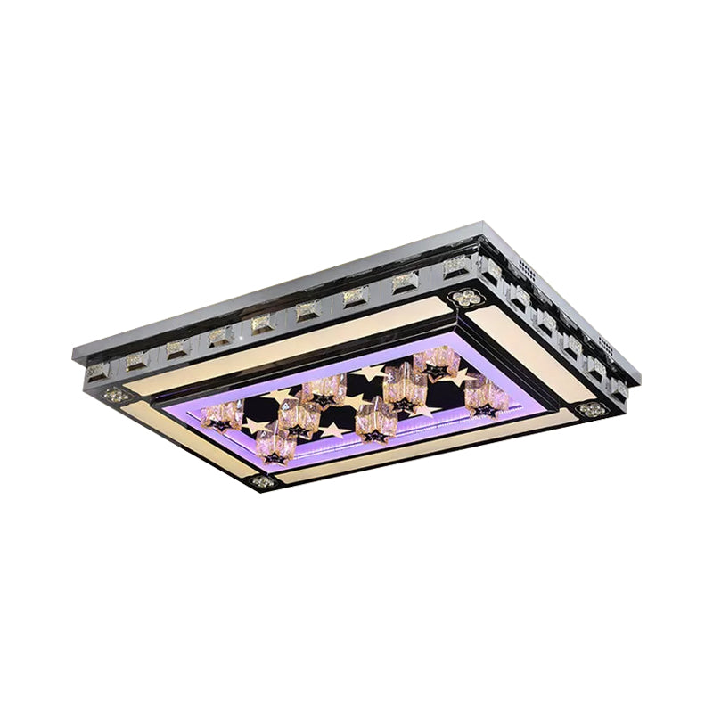 Rectangle Crystal Flush Ceiling Light Fixture Simple LED Purple Flush Mount Lighting for Living Room Clearhalo 'Ceiling Lights' 'Close To Ceiling Lights' 'Close to ceiling' 'Flush mount' Lighting' 2025013