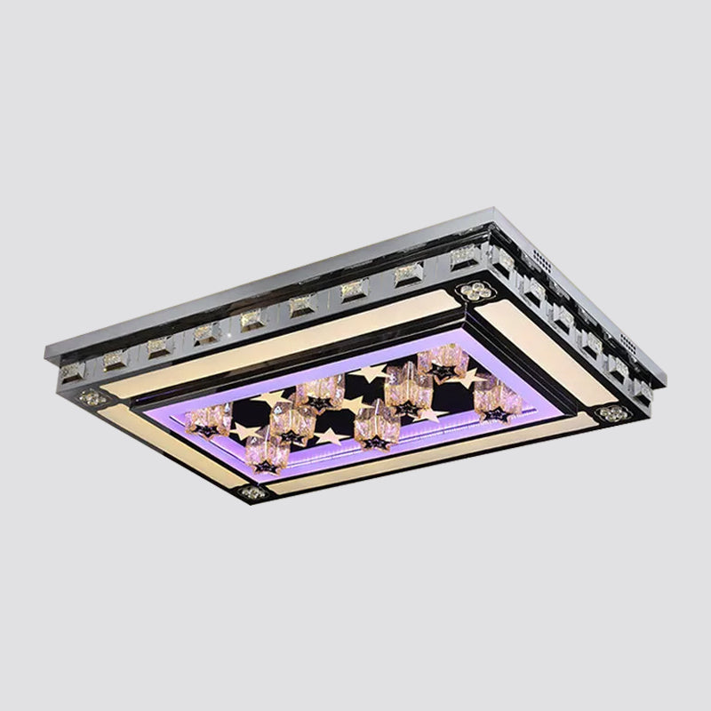 Rectangle Crystal Flush Ceiling Light Fixture Simple LED Purple Flush Mount Lighting for Living Room Clearhalo 'Ceiling Lights' 'Close To Ceiling Lights' 'Close to ceiling' 'Flush mount' Lighting' 2025014