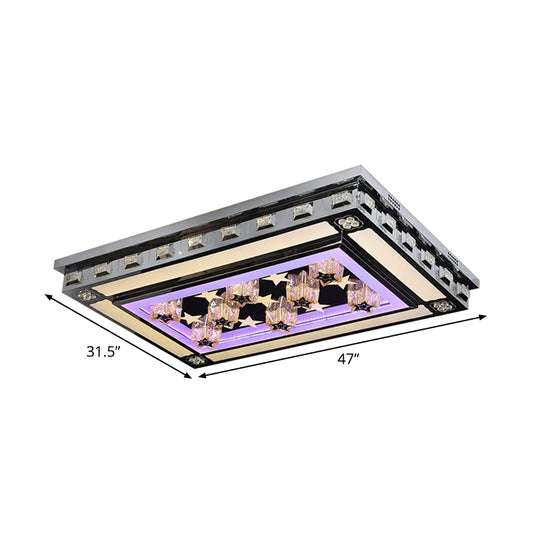 Rectangle Crystal Flush Ceiling Light Fixture Simple LED Purple Flush Mount Lighting for Living Room Clearhalo 'Ceiling Lights' 'Close To Ceiling Lights' 'Close to ceiling' 'Flush mount' Lighting' 2025015