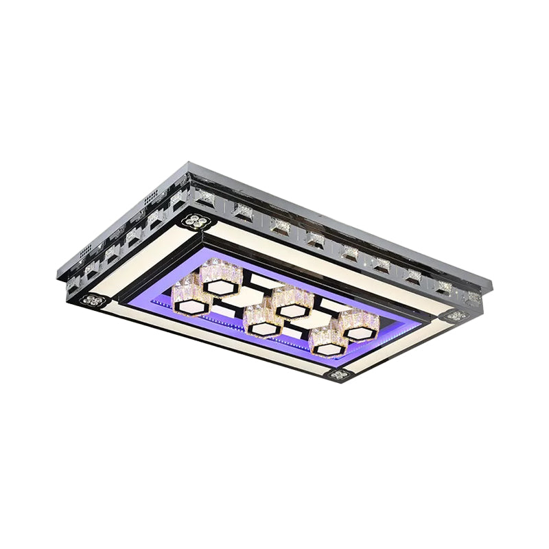 Rectangle Crystal Flush Ceiling Light Fixture Simple LED Purple Flush Mount Lighting for Living Room Clearhalo 'Ceiling Lights' 'Close To Ceiling Lights' 'Close to ceiling' 'Flush mount' Lighting' 2025017