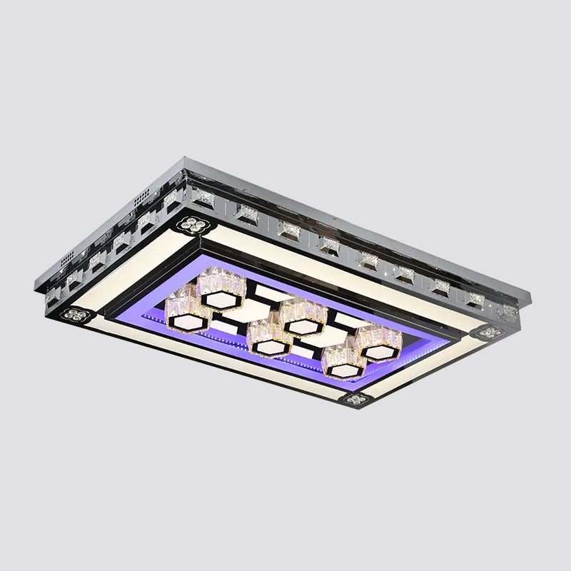 Rectangle Crystal Flush Ceiling Light Fixture Simple LED Purple Flush Mount Lighting for Living Room Clearhalo 'Ceiling Lights' 'Close To Ceiling Lights' 'Close to ceiling' 'Flush mount' Lighting' 2025018