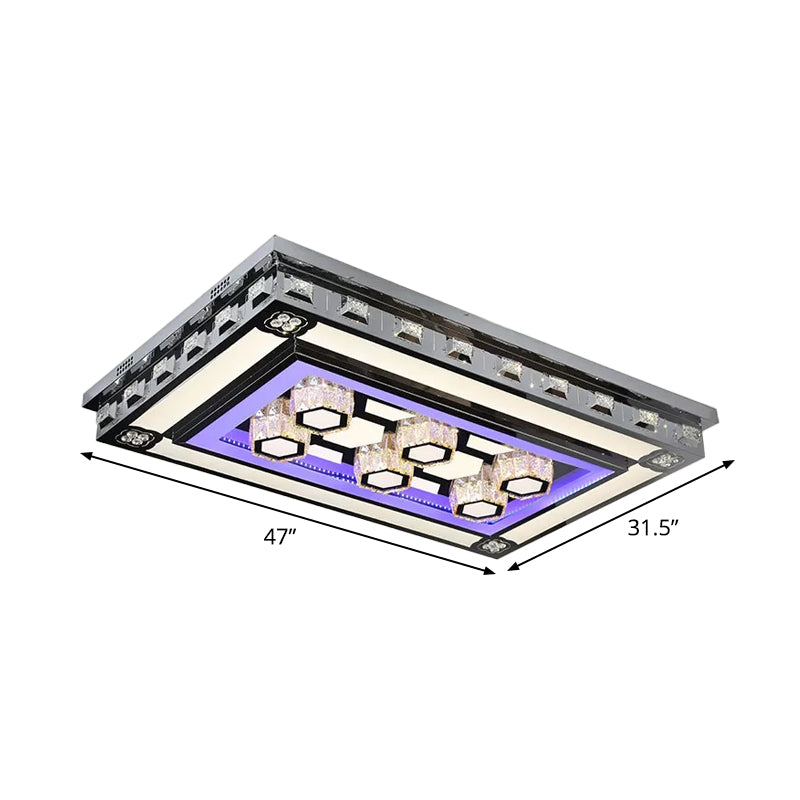 Rectangle Crystal Flush Ceiling Light Fixture Simple LED Purple Flush Mount Lighting for Living Room Clearhalo 'Ceiling Lights' 'Close To Ceiling Lights' 'Close to ceiling' 'Flush mount' Lighting' 2025019