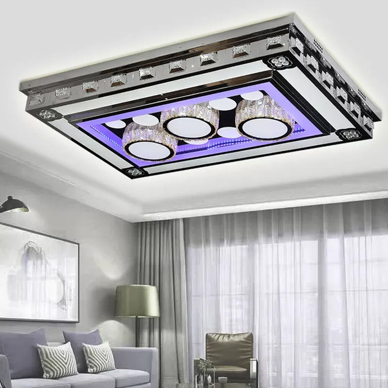 Rectangle Crystal Flush Ceiling Light Fixture Simple LED Purple Flush Mount Lighting for Living Room Purple A Clearhalo 'Ceiling Lights' 'Close To Ceiling Lights' 'Close to ceiling' 'Flush mount' Lighting' 2025020
