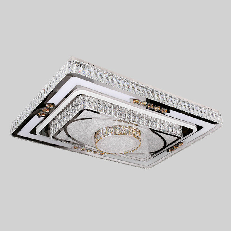 Clear Crystal Layered Flush Light Fixture Modernist Stainless Steel LED Ceiling Lamp for Living Room Clearhalo 'Ceiling Lights' 'Close To Ceiling Lights' 'Close to ceiling' 'Flush mount' Lighting' 2025027