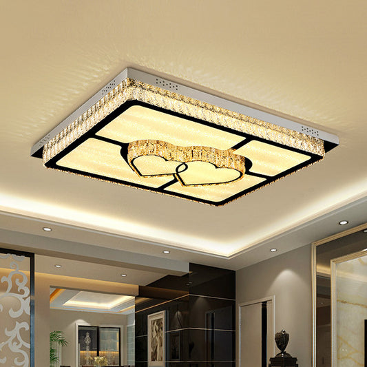 Rectangular Ceiling Lighting Simplicity Clear Crystal Stainless Steel LED Flush Mount Lamp for Living Room Clear A Clearhalo 'Ceiling Lights' 'Close To Ceiling Lights' 'Close to ceiling' 'Flush mount' Lighting' 2025029