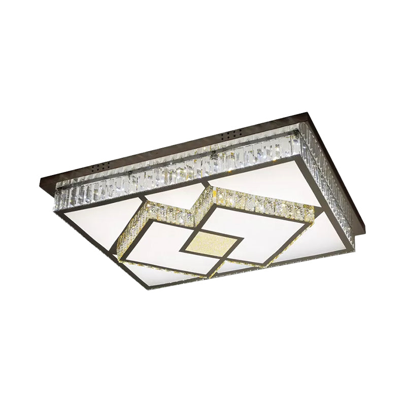 Rectangular Ceiling Lighting Simplicity Clear Crystal Stainless Steel LED Flush Mount Lamp for Living Room Clearhalo 'Ceiling Lights' 'Close To Ceiling Lights' 'Close to ceiling' 'Flush mount' Lighting' 2025040