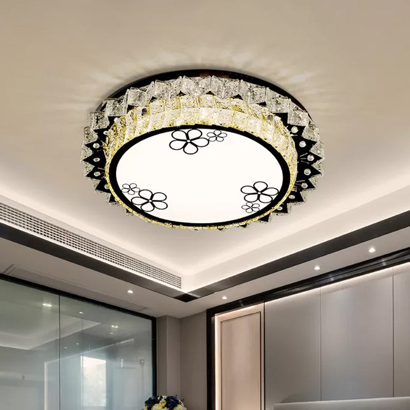Stainless Steel Round Flush Mount Fixture Modern Clear Crystal LED Close to Ceiling Light Clear Clearhalo 'Ceiling Lights' 'Close To Ceiling Lights' 'Close to ceiling' 'Flush mount' Lighting' 2025043