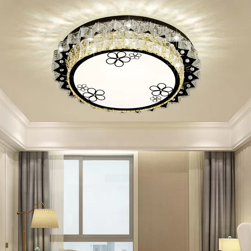 Stainless Steel Round Flush Mount Fixture Modern Clear Crystal LED Close to Ceiling Light Clearhalo 'Ceiling Lights' 'Close To Ceiling Lights' 'Close to ceiling' 'Flush mount' Lighting' 2025045