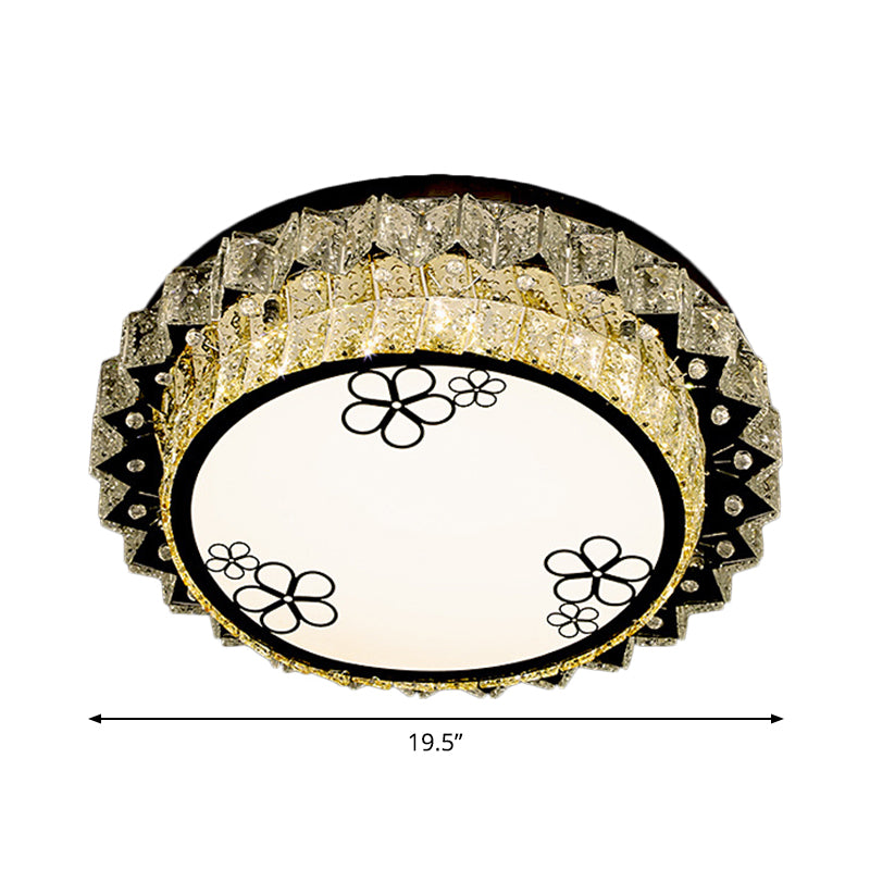 Stainless Steel Round Flush Mount Fixture Modern Clear Crystal LED Close to Ceiling Light Clearhalo 'Ceiling Lights' 'Close To Ceiling Lights' 'Close to ceiling' 'Flush mount' Lighting' 2025048