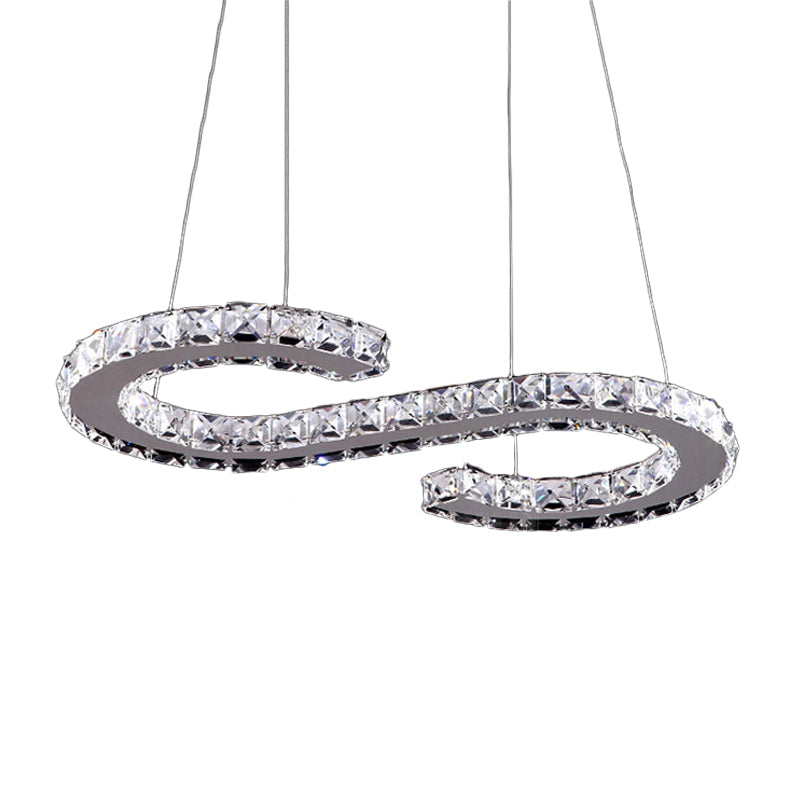Geometry Frame Dining Room Chandelier Clear Crystal LED Modern Hanging Pendant Light Clear B Clearhalo 'Ceiling Lights' 'Chandeliers' 'Clear' 'Industrial' 'Modern Chandeliers' 'Modern' 'Tiffany' 'Traditional Chandeliers' Lighting' 2025058