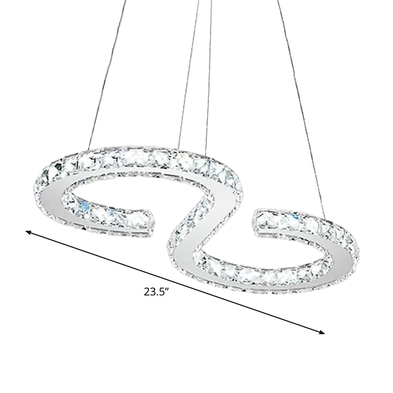 Clear Crystal Curve Frame Chandelier Simple Stainless Steel LED Hanging Light Fixture for Living Room Clearhalo 'Ceiling Lights' 'Chandeliers' 'Clear' 'Industrial' 'Modern Chandeliers' 'Modern' 'Tiffany' 'Traditional Chandeliers' Lighting' 2025068