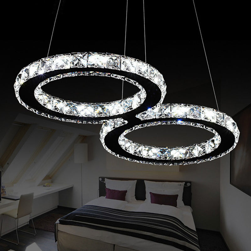 Clear Crystal Curve Frame Chandelier Simple Stainless Steel LED Hanging Light Fixture for Living Room Clear B Clearhalo 'Ceiling Lights' 'Chandeliers' 'Clear' 'Industrial' 'Modern Chandeliers' 'Modern' 'Tiffany' 'Traditional Chandeliers' Lighting' 2025069