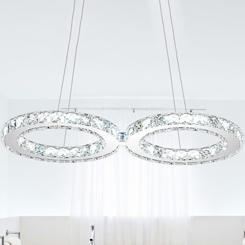 Clear Crystal Curve Frame Chandelier Simple Stainless Steel LED Hanging Light Fixture for Living Room Clearhalo 'Ceiling Lights' 'Chandeliers' 'Clear' 'Industrial' 'Modern Chandeliers' 'Modern' 'Tiffany' 'Traditional Chandeliers' Lighting' 2025070