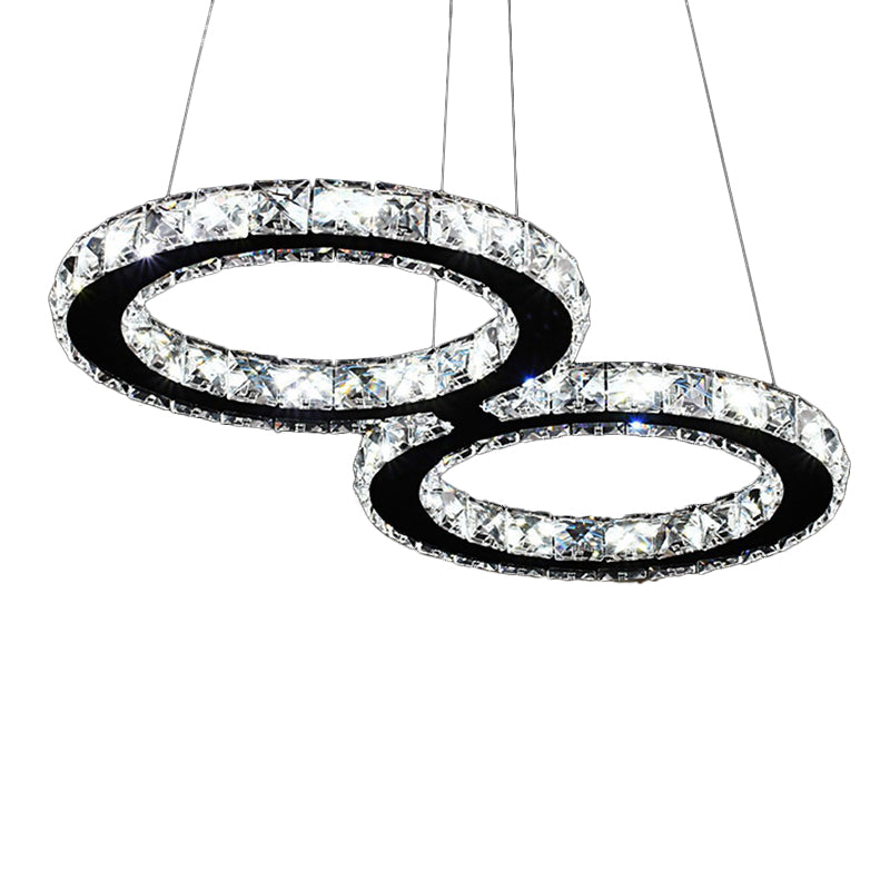 Clear Crystal Curve Frame Chandelier Simple Stainless Steel LED Hanging Light Fixture for Living Room Clearhalo 'Ceiling Lights' 'Chandeliers' 'Clear' 'Industrial' 'Modern Chandeliers' 'Modern' 'Tiffany' 'Traditional Chandeliers' Lighting' 2025071