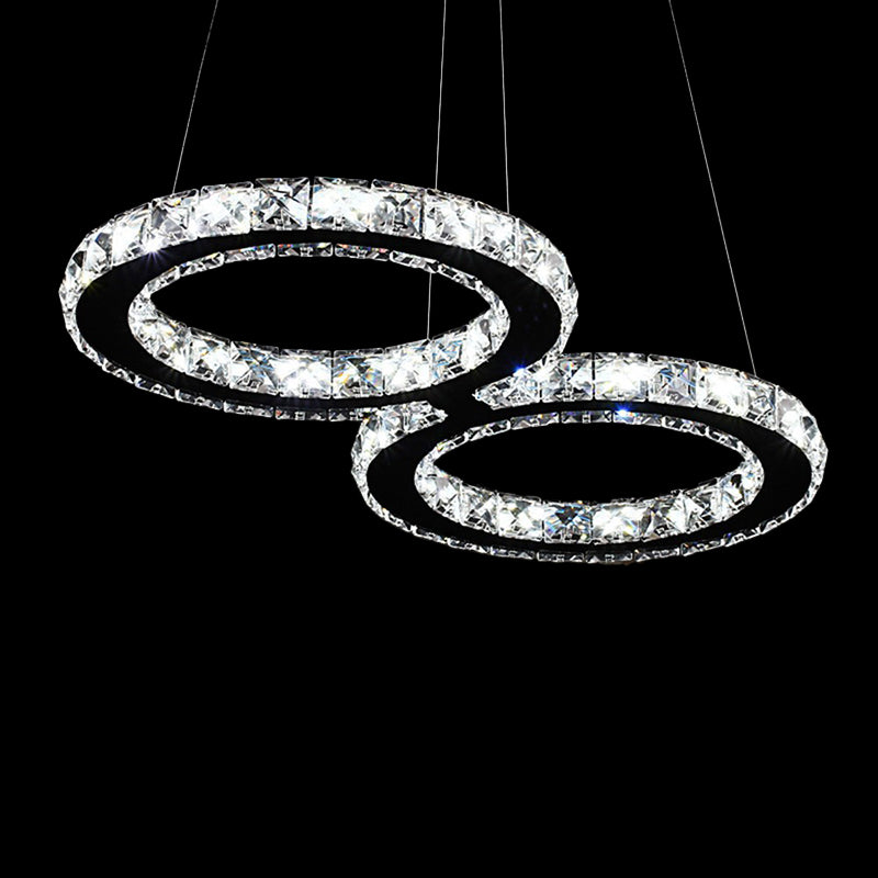 Clear Crystal Curve Frame Chandelier Simple Stainless Steel LED Hanging Light Fixture for Living Room Clearhalo 'Ceiling Lights' 'Chandeliers' 'Clear' 'Industrial' 'Modern Chandeliers' 'Modern' 'Tiffany' 'Traditional Chandeliers' Lighting' 2025072