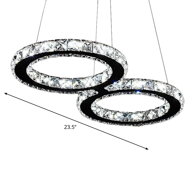 Clear Crystal Curve Frame Chandelier Simple Stainless Steel LED Hanging Light Fixture for Living Room Clearhalo 'Ceiling Lights' 'Chandeliers' 'Clear' 'Industrial' 'Modern Chandeliers' 'Modern' 'Tiffany' 'Traditional Chandeliers' Lighting' 2025073