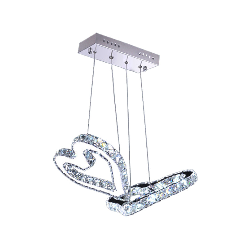 Clear Crystal Curve Frame Chandelier Simple Stainless Steel LED Hanging Light Fixture for Living Room Clear C Clearhalo 'Ceiling Lights' 'Chandeliers' 'Clear' 'Industrial' 'Modern Chandeliers' 'Modern' 'Tiffany' 'Traditional Chandeliers' Lighting' 2025074
