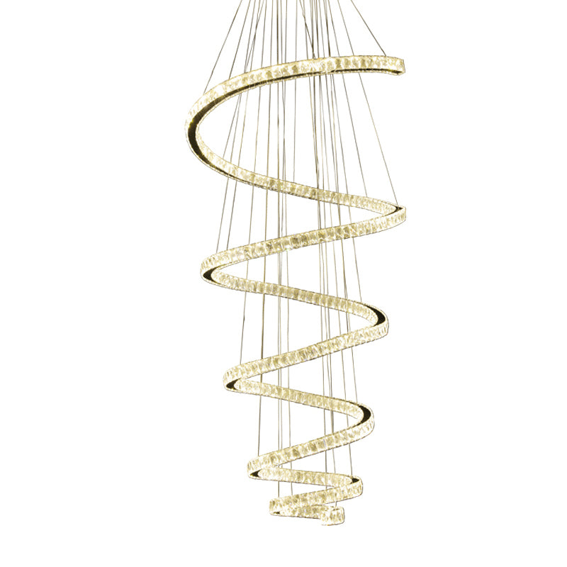 Spiral Chandelier Lamp Minimal Clear Crystal LED Pendant Light Kit for Living Room Clearhalo 'Ceiling Lights' 'Chandeliers' 'Clear' 'Industrial' 'Modern Chandeliers' 'Modern' 'Tiffany' 'Traditional Chandeliers' Lighting' 2025081