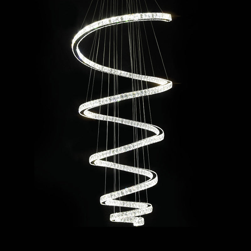 Spiral Chandelier Lamp Minimal Clear Crystal LED Pendant Light Kit for Living Room Clearhalo 'Ceiling Lights' 'Chandeliers' 'Clear' 'Industrial' 'Modern Chandeliers' 'Modern' 'Tiffany' 'Traditional Chandeliers' Lighting' 2025082