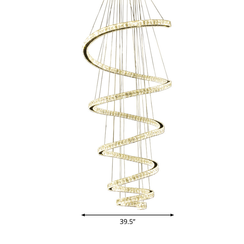 Spiral Chandelier Lamp Minimal Clear Crystal LED Pendant Light Kit for Living Room Clearhalo 'Ceiling Lights' 'Chandeliers' 'Clear' 'Industrial' 'Modern Chandeliers' 'Modern' 'Tiffany' 'Traditional Chandeliers' Lighting' 2025083