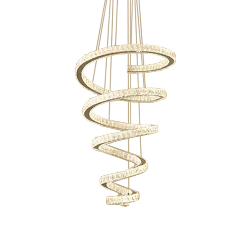 Spiral Chandelier Lamp Minimal Clear Crystal LED Pendant Light Kit for Living Room Clearhalo 'Ceiling Lights' 'Chandeliers' 'Clear' 'Industrial' 'Modern Chandeliers' 'Modern' 'Tiffany' 'Traditional Chandeliers' Lighting' 2025085
