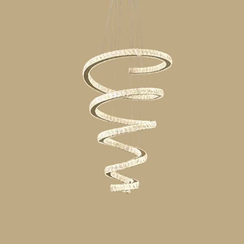 Spiral Chandelier Lamp Minimal Clear Crystal LED Pendant Light Kit for Living Room Clearhalo 'Ceiling Lights' 'Chandeliers' 'Clear' 'Industrial' 'Modern Chandeliers' 'Modern' 'Tiffany' 'Traditional Chandeliers' Lighting' 2025086