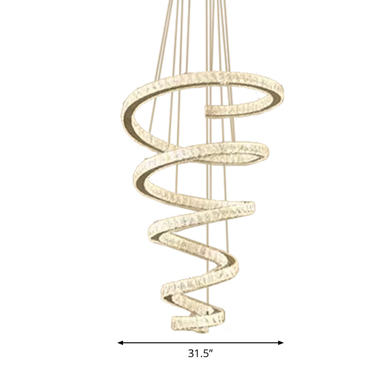 Spiral Chandelier Lamp Minimal Clear Crystal LED Pendant Light Kit for Living Room Clearhalo 'Ceiling Lights' 'Chandeliers' 'Clear' 'Industrial' 'Modern Chandeliers' 'Modern' 'Tiffany' 'Traditional Chandeliers' Lighting' 2025087
