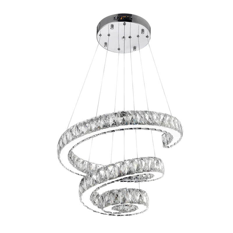 Spiral Chandelier Lamp Minimal Clear Crystal LED Pendant Light Kit for Living Room Clearhalo 'Ceiling Lights' 'Chandeliers' 'Clear' 'Industrial' 'Modern Chandeliers' 'Modern' 'Tiffany' 'Traditional Chandeliers' Lighting' 2025089