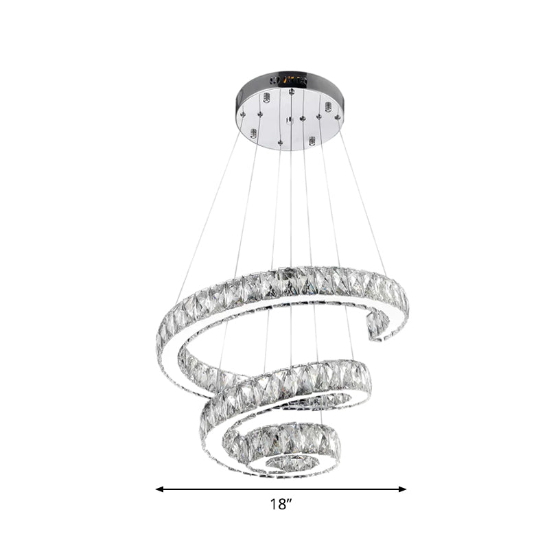 Spiral Chandelier Lamp Minimal Clear Crystal LED Pendant Light Kit for Living Room Clearhalo 'Ceiling Lights' 'Chandeliers' 'Clear' 'Industrial' 'Modern Chandeliers' 'Modern' 'Tiffany' 'Traditional Chandeliers' Lighting' 2025090