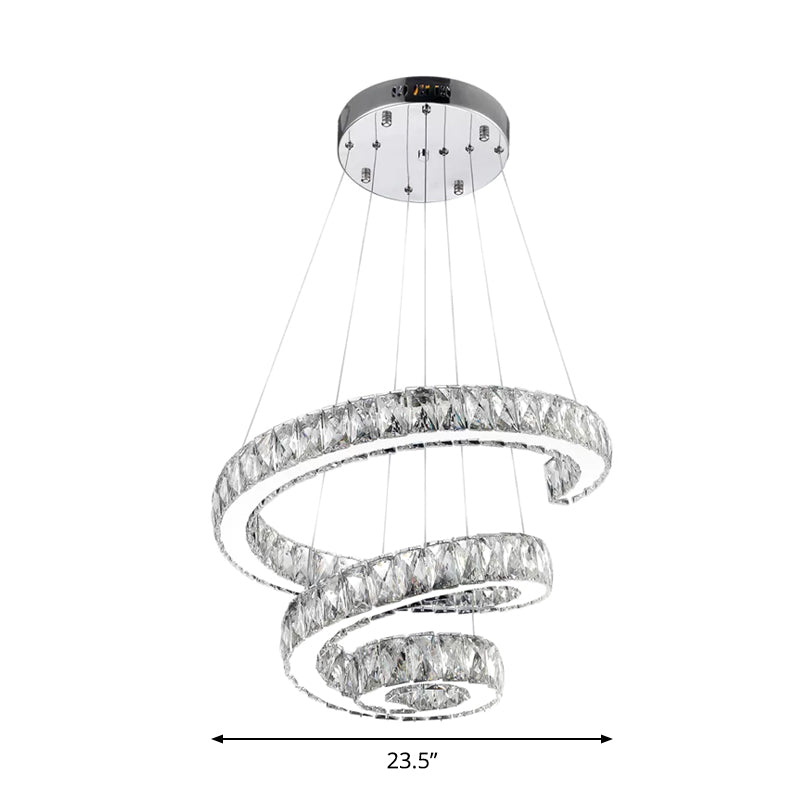 Spiral Chandelier Lamp Minimal Clear Crystal LED Pendant Light Kit for Living Room Clearhalo 'Ceiling Lights' 'Chandeliers' 'Clear' 'Industrial' 'Modern Chandeliers' 'Modern' 'Tiffany' 'Traditional Chandeliers' Lighting' 2025093