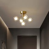 Molecular Semi Flush Light Modernist Dual Glass 5 Lights Close to Ceiling Lamp for Corridor Clearhalo 'Ceiling Lights' 'Close To Ceiling Lights' 'Close to ceiling' 'Semi-flushmount' Lighting' 2025218