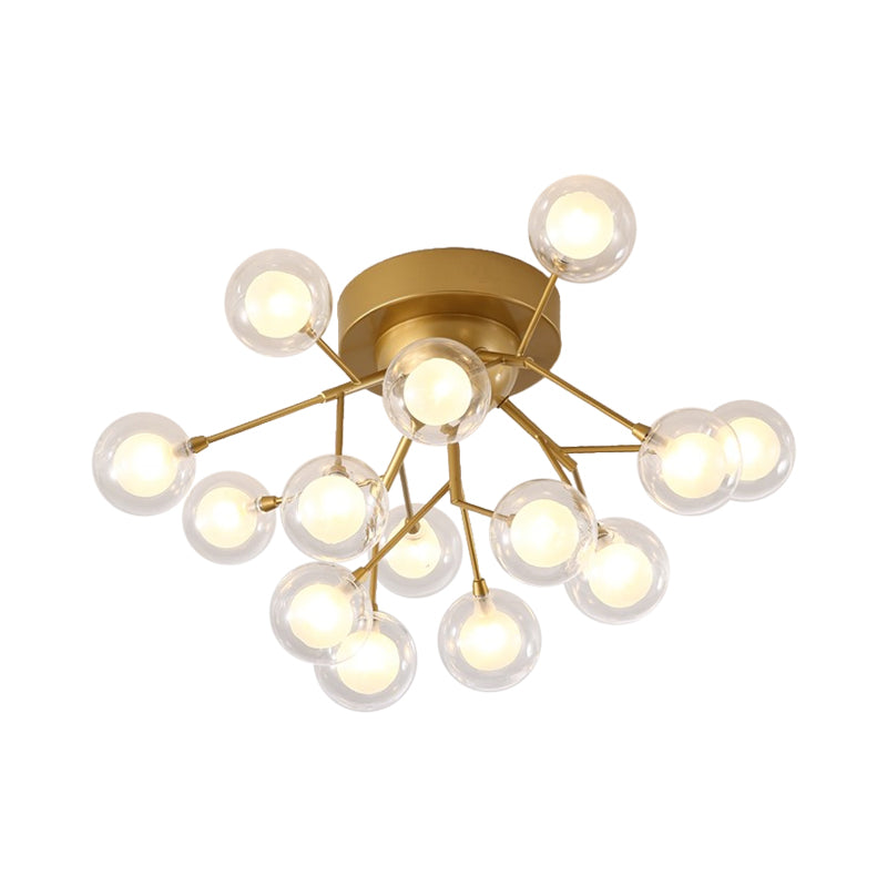 Branching Flushmount Light Modernist LED Metallic Close to Ceiling Lamp for Bedroom 15 Gold Bubble Clearhalo 'Ceiling Lights' 'Close To Ceiling Lights' 'Close to ceiling' 'Flush mount' Lighting' 2025225