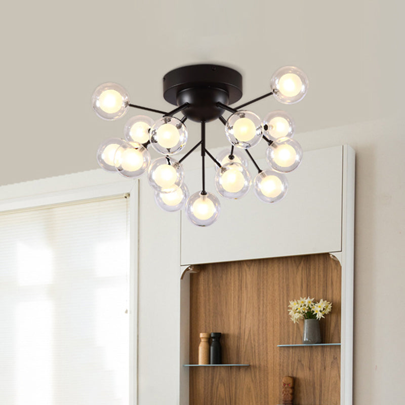 Branching Flushmount Light Modernist LED Metallic Close to Ceiling Lamp for Bedroom 15 Black Bubble Clearhalo 'Ceiling Lights' 'Close To Ceiling Lights' 'Close to ceiling' 'Flush mount' Lighting' 2025230