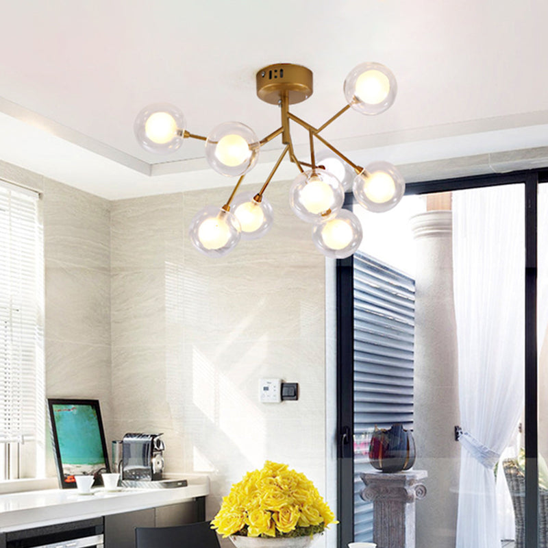 Branching Flushmount Light Modernist LED Metallic Close to Ceiling Lamp for Bedroom 9 Gold Bubble Clearhalo 'Ceiling Lights' 'Close To Ceiling Lights' 'Close to ceiling' 'Flush mount' Lighting' 2025233