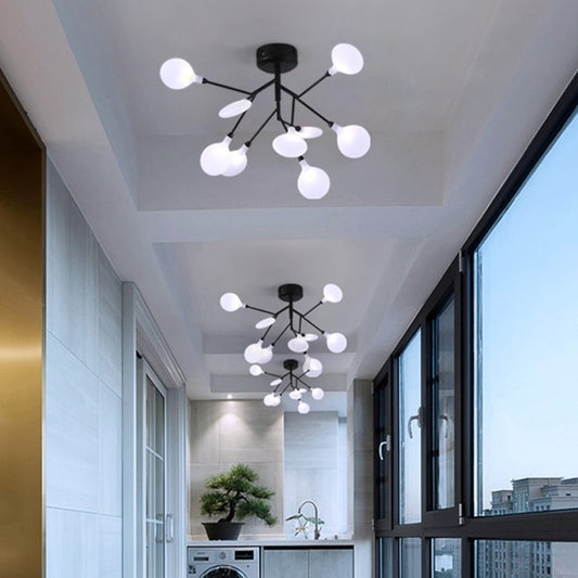Branching Flushmount Light Modernist LED Metallic Close to Ceiling Lamp for Bedroom 9 Black Leaf Clearhalo 'Ceiling Lights' 'Close To Ceiling Lights' 'Close to ceiling' 'Flush mount' Lighting' 2025240